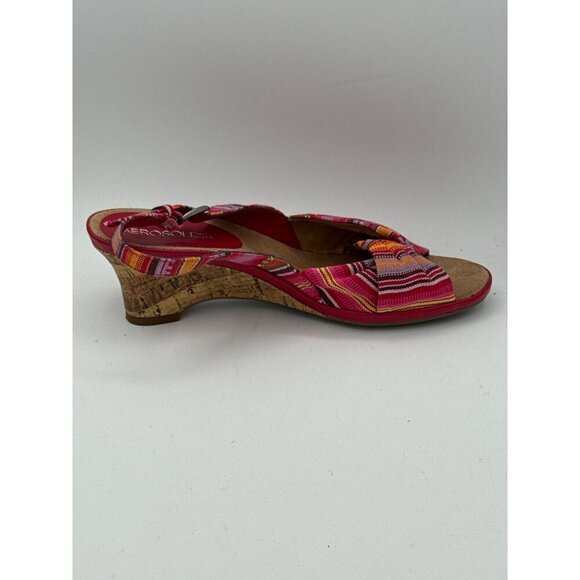 Aerosoles Womens Multicolor Striped Open-Toe Wedge Sandals Size 7W - Picture 4 of 8